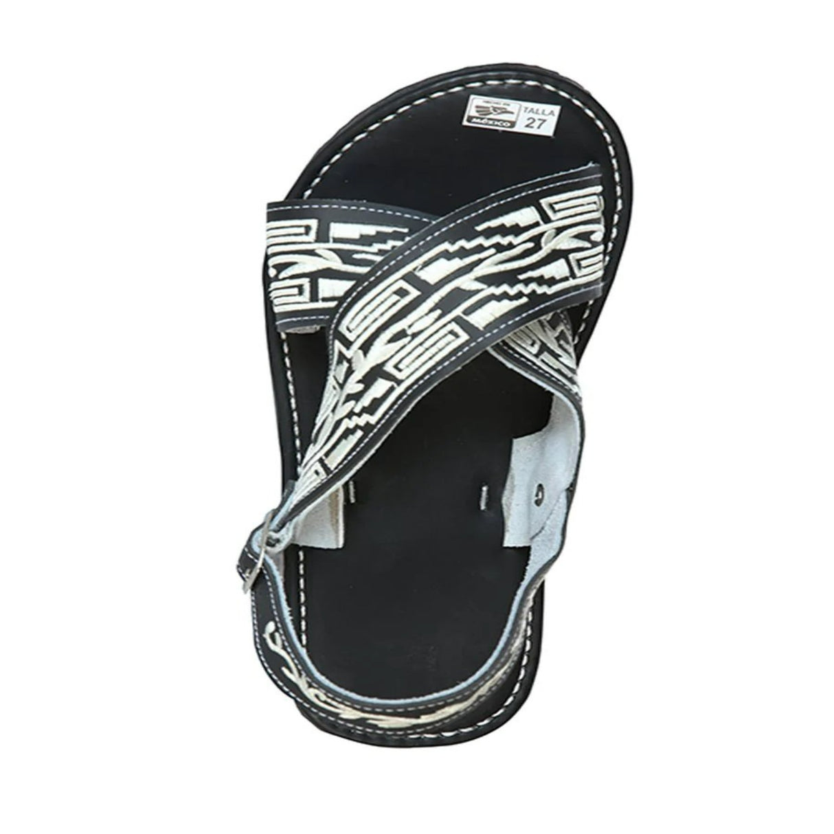 Huarache Cruzado Bordado para Hombre con Grecas Negro imp-33111 - White Diamonds