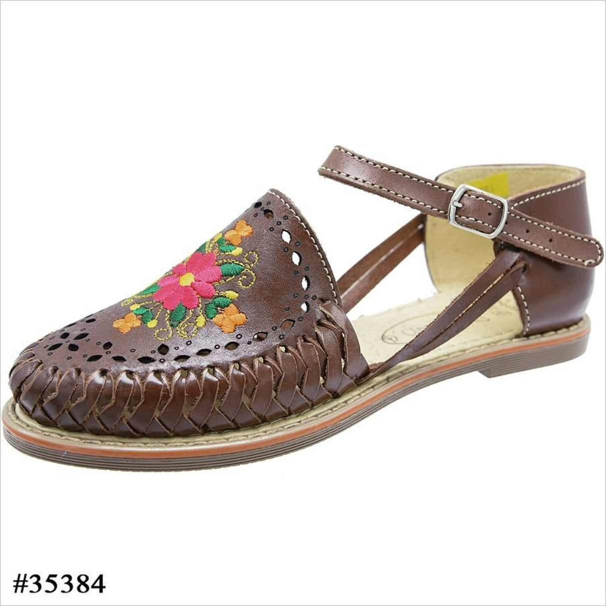 Huaraches Artesanales de Piel para Mujer Color Cafe IMP-35384 - ImporMexico