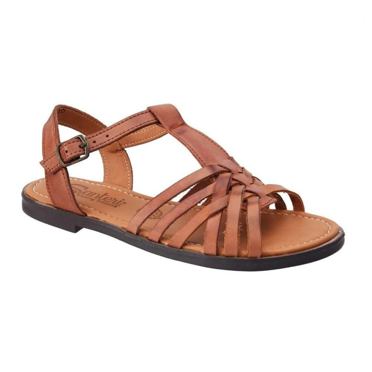 Handmade Brown Leather Huarache for Women – - Main Image