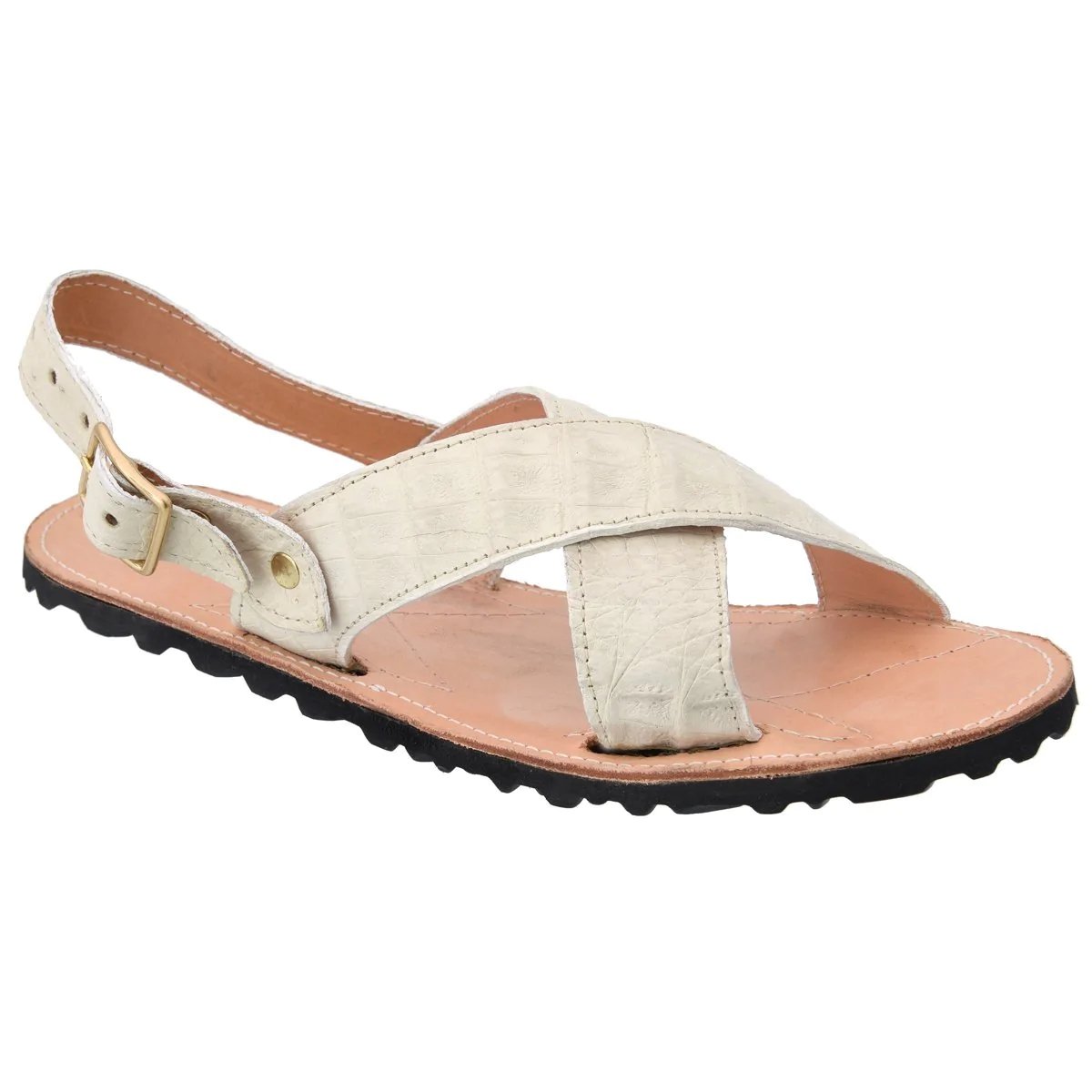 Huaraches de Cocodrilo Caiman Original Color Hueso - caballobronco.com