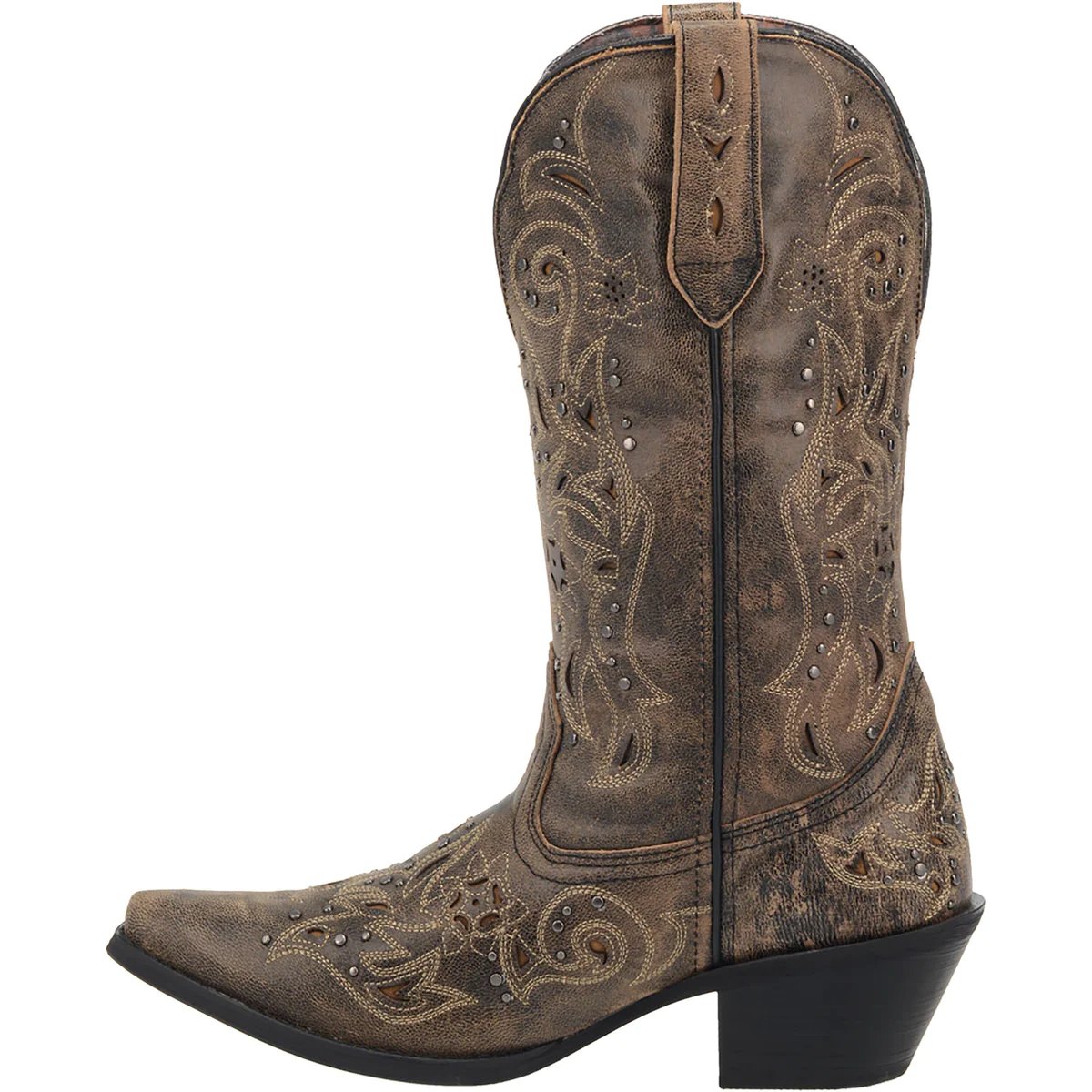 Laredo Women's Vanessa Wide Calf Leather Snip Toe Boots - Brown - Dan Post Boots