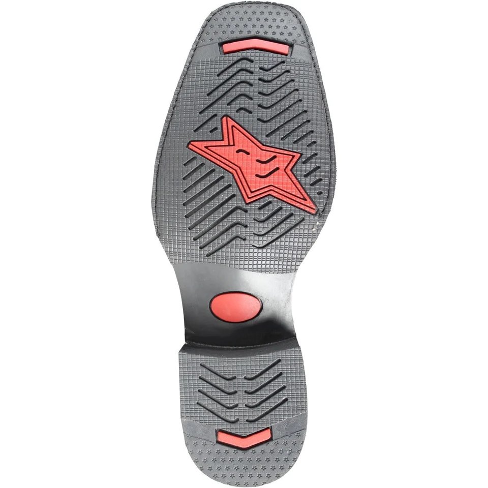 Western Genuine Leather Square Wide Toe Rodeo Boots Brown Color – Los Altos Boots – Sole View