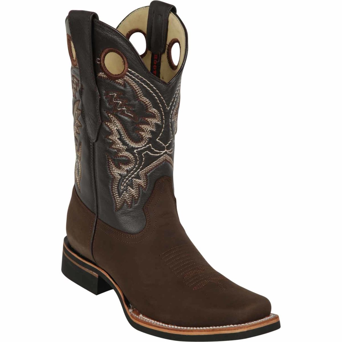 Western Genuine Leather Square Wide Toe Rodeo Boots Brown Color – Los Altos Boots – Side View