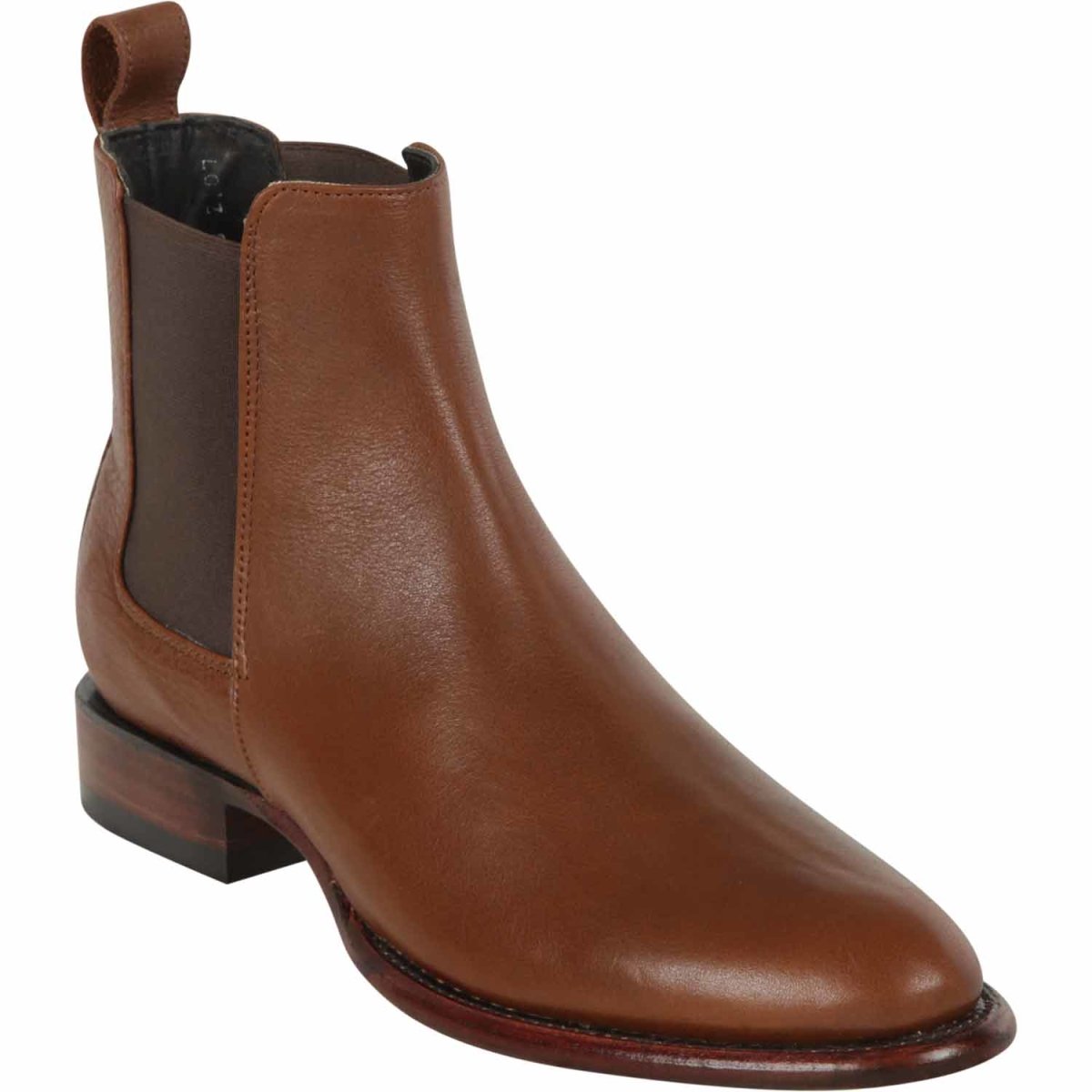 Wester Genuine Leather Round Toe Ankle Boots Brown Color - Los Altos Boots Side View