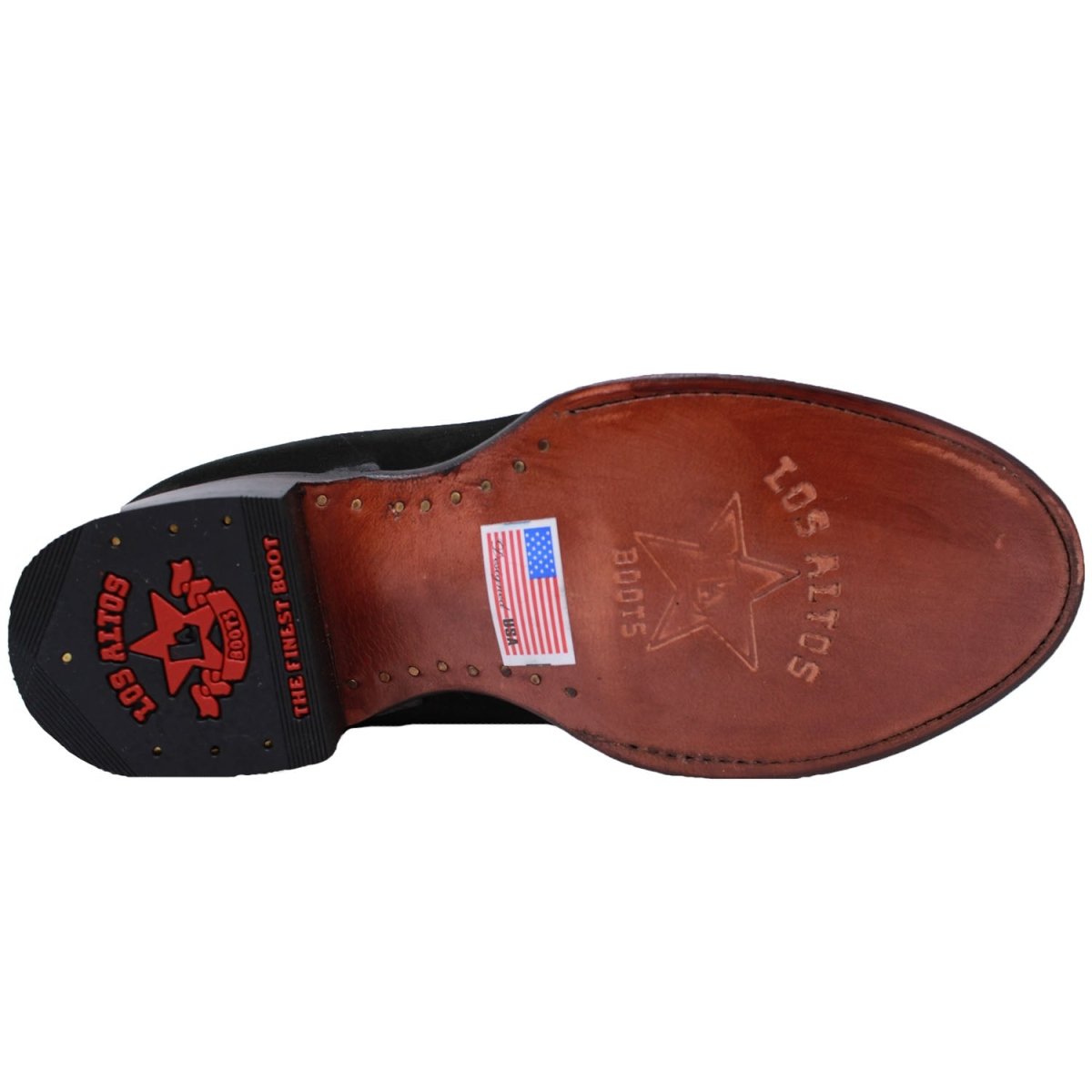 Wester Genuine Nobuck Roper Ankle Boots Black Color - Los Altos Boots Sole View