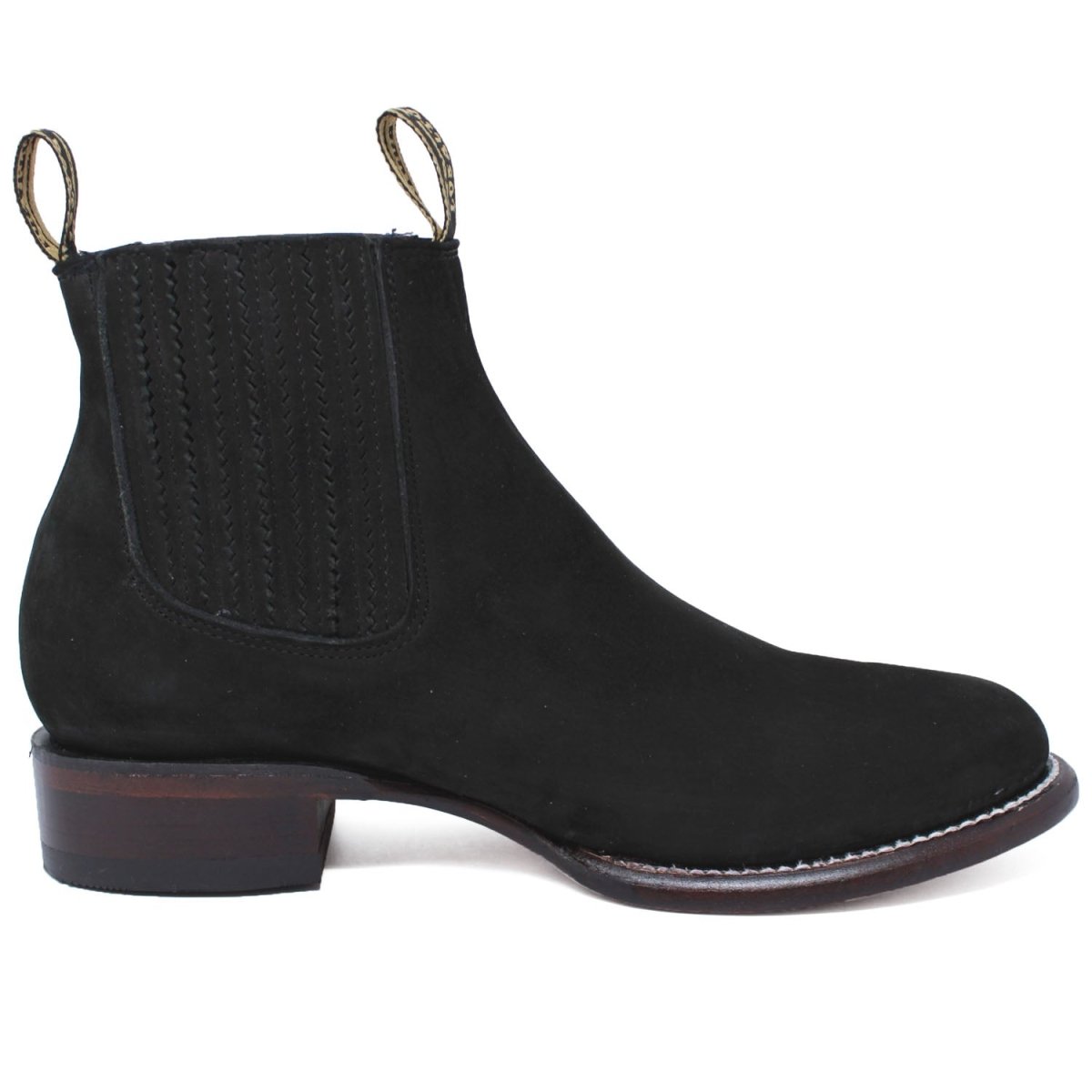 Wester Genuine Nobuck Roper Ankle Boots Black Color - Los Altos Boots Left View