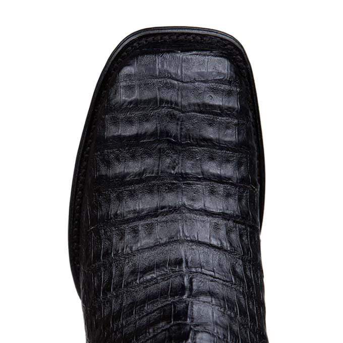 Los Altos Men's Wide Square Toe Caiman Belly Short Boots - Black 82BV8205 - Los Altos Boots