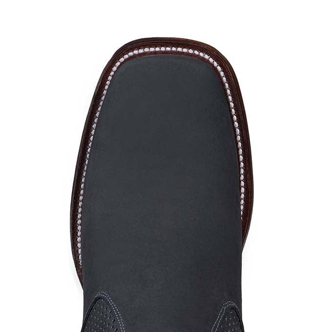 Wester Genuine Nubuck Wide Square Toe Ankle Boots Gray Color - Los Altos Boots Toe View