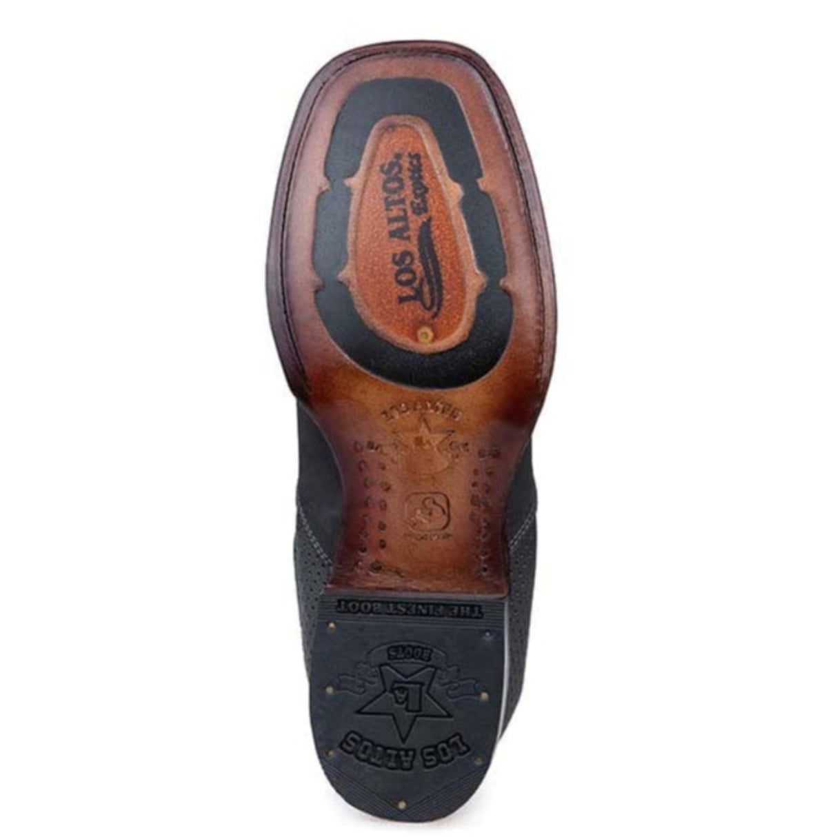 Wester Genuine Nubuck Perforated Wide Square Toe Ankle Boots Taupe Color - Los Altos Boots Sole View