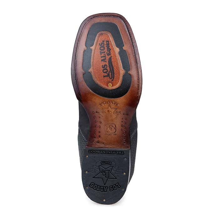 Los Altos Men's Wide Square Toe Suede Leather Short Boots - Gray 82BVI6309 - Los Altos Boots
