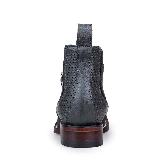 Wester Genuine Nubuck Wide Square Toe Ankle Boots Gray Color - Los Altos Boots Back View