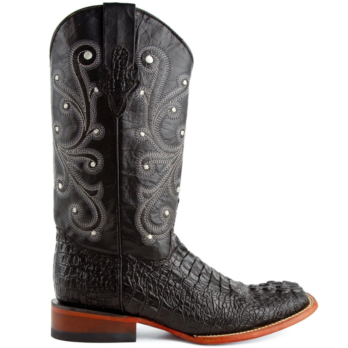 Men's Ferrini Caiman Crocodile Print Boots Handcrafted Black - Ferrini Boots