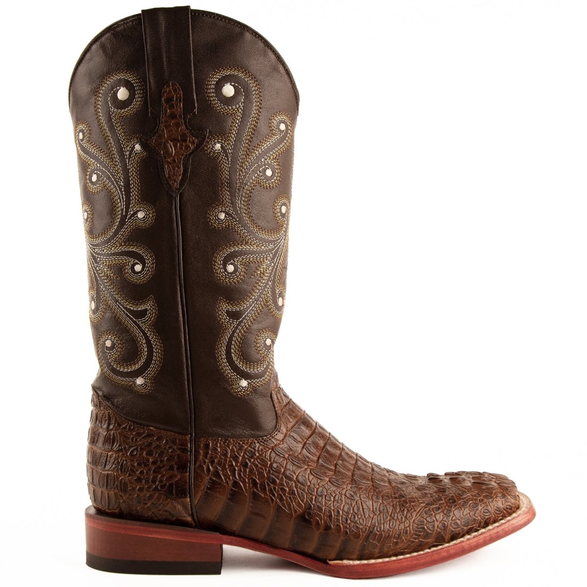 Men's Ferrini Caiman Crocodile Print Boots Handcrafted Rust - Ferrini Boots