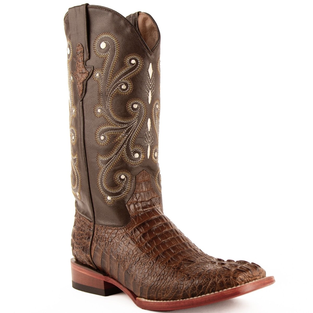 Men's Ferrini Caiman Crocodile Print Boots Handcrafted Rust - Ferrini Boots