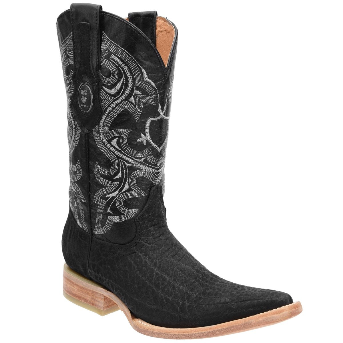 Men's Genuine Bull Shoulder Leather 3X Toe Boots - Black - Rodeo Imports