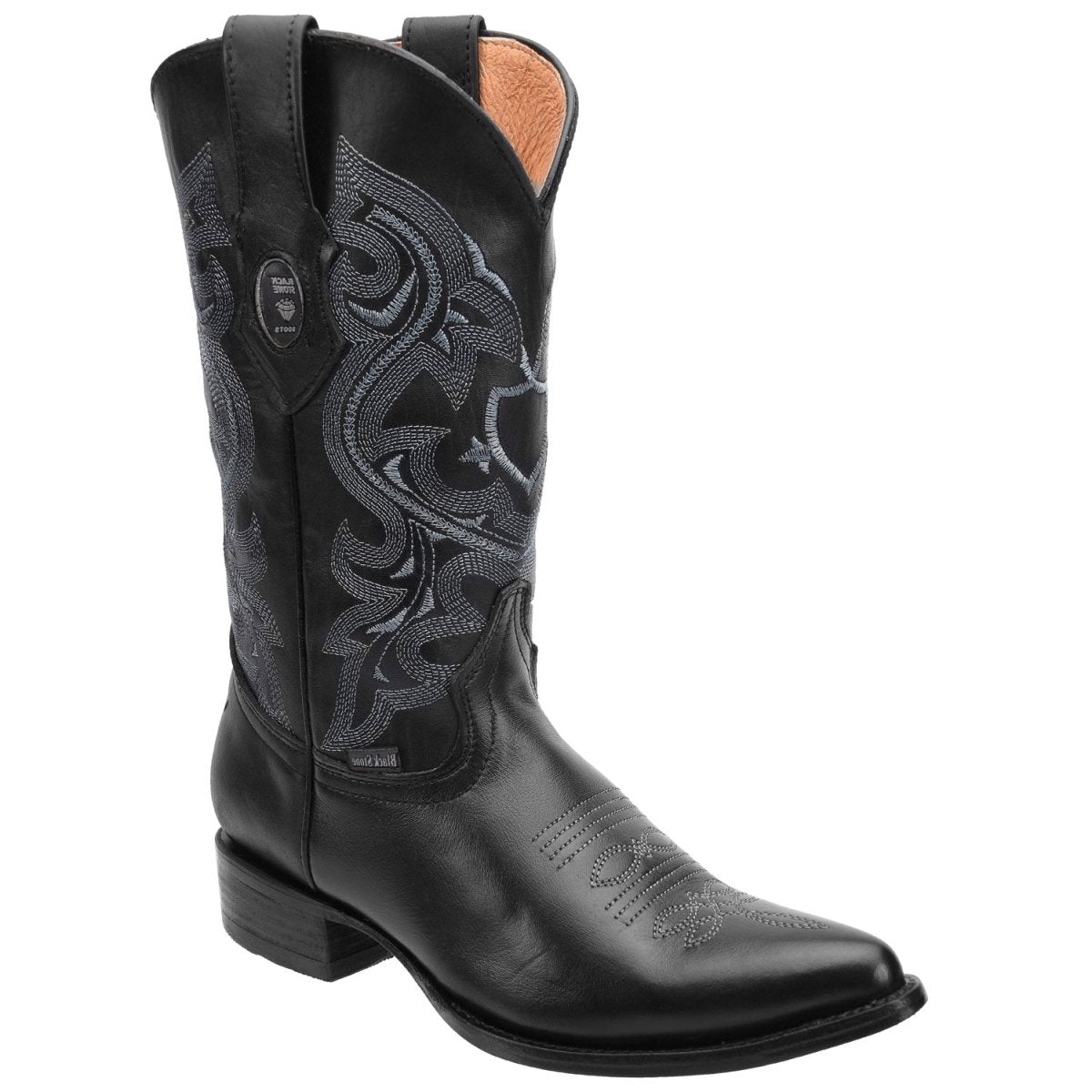 Men's Genuine Deer Leather J-Toe Boots - Black - Rodeo Imports