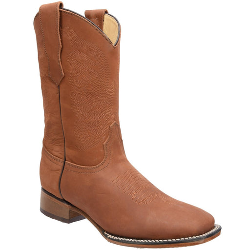 Men's Genuine Suede Leather Square Toe Boots - Cinnamon - Rodeo Imports