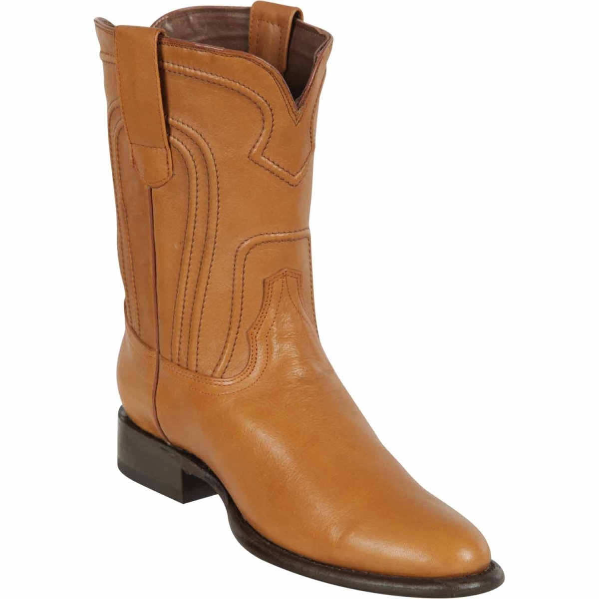 Western Genuine Leather Round Toe Roper Boots Honey Color – Los Altos Boots – Side View