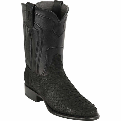 Men's Los Altos Original Python Boots Roper Toe - Black Suede 69N5705 - Los Altos Boots