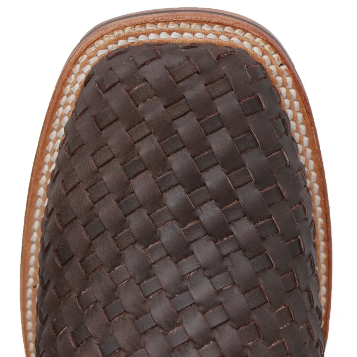 Men's Petatillo Woven Bulldog Square Toe Boots - Brown - LA CARRETA