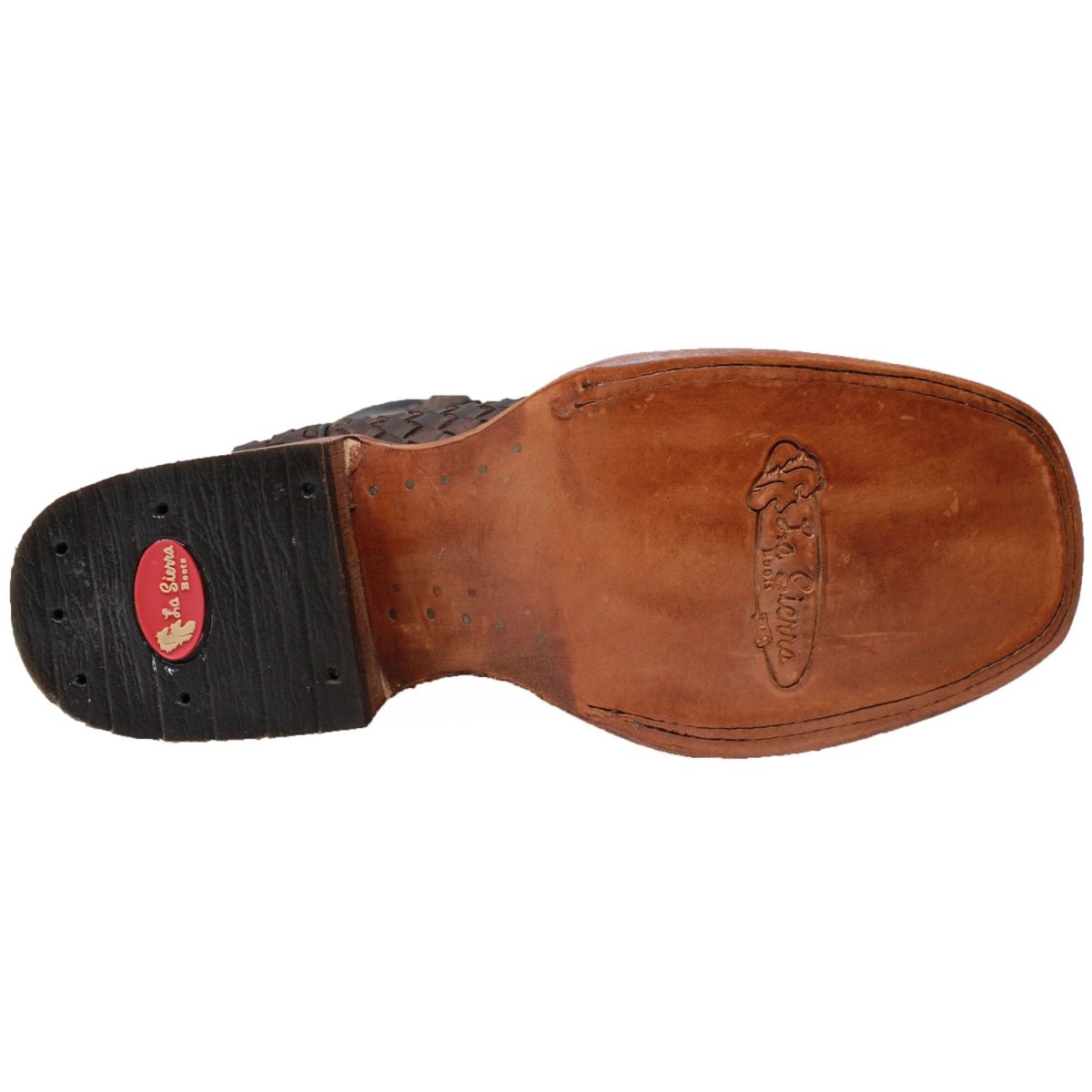 Men's Petatillo Woven Bulldog Square Toe Boots - Brown - LA CARRETA