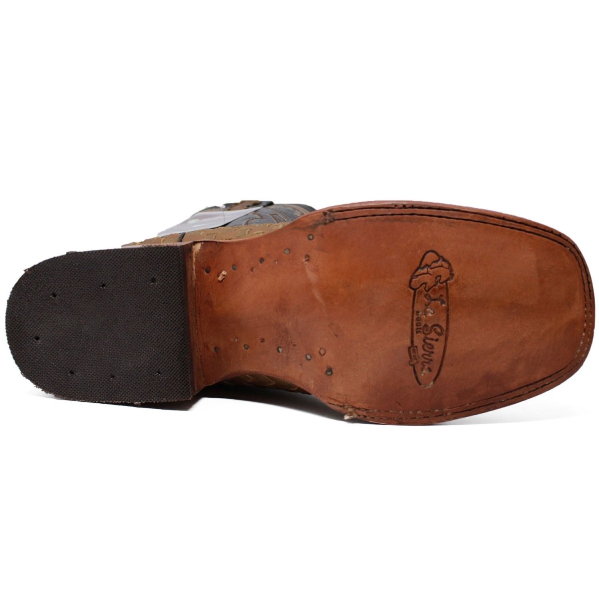 Men's Petatillo Woven Leather Square Toe Boots - Honey - LA CARRETA