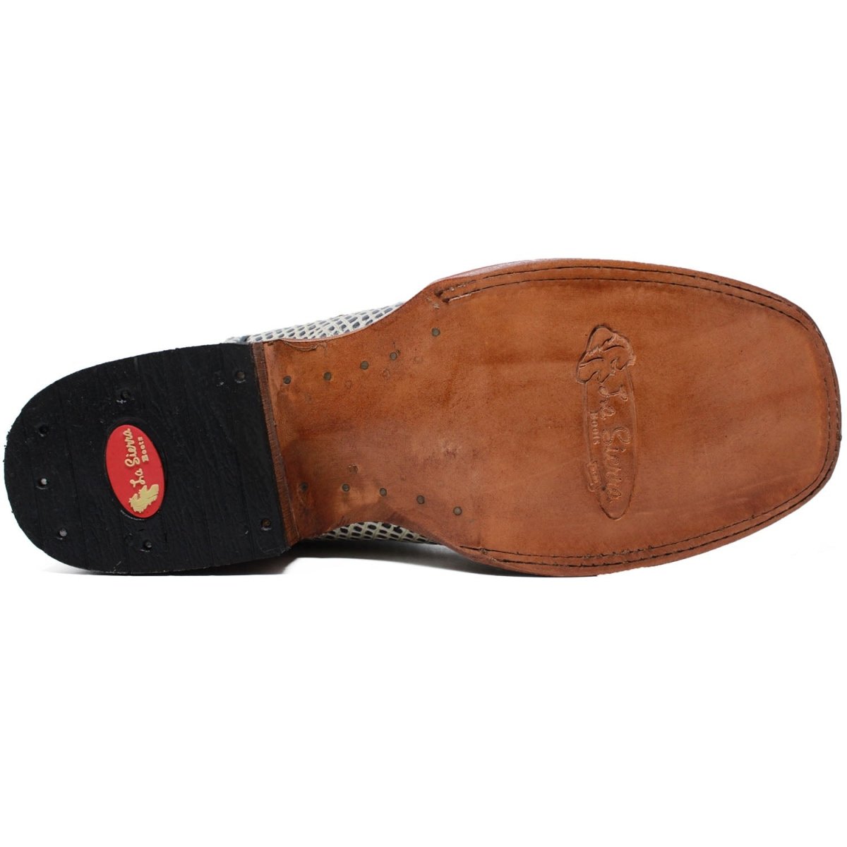 Men's Python Print Leather Square Toe Boots - Natural - LA CARRETA