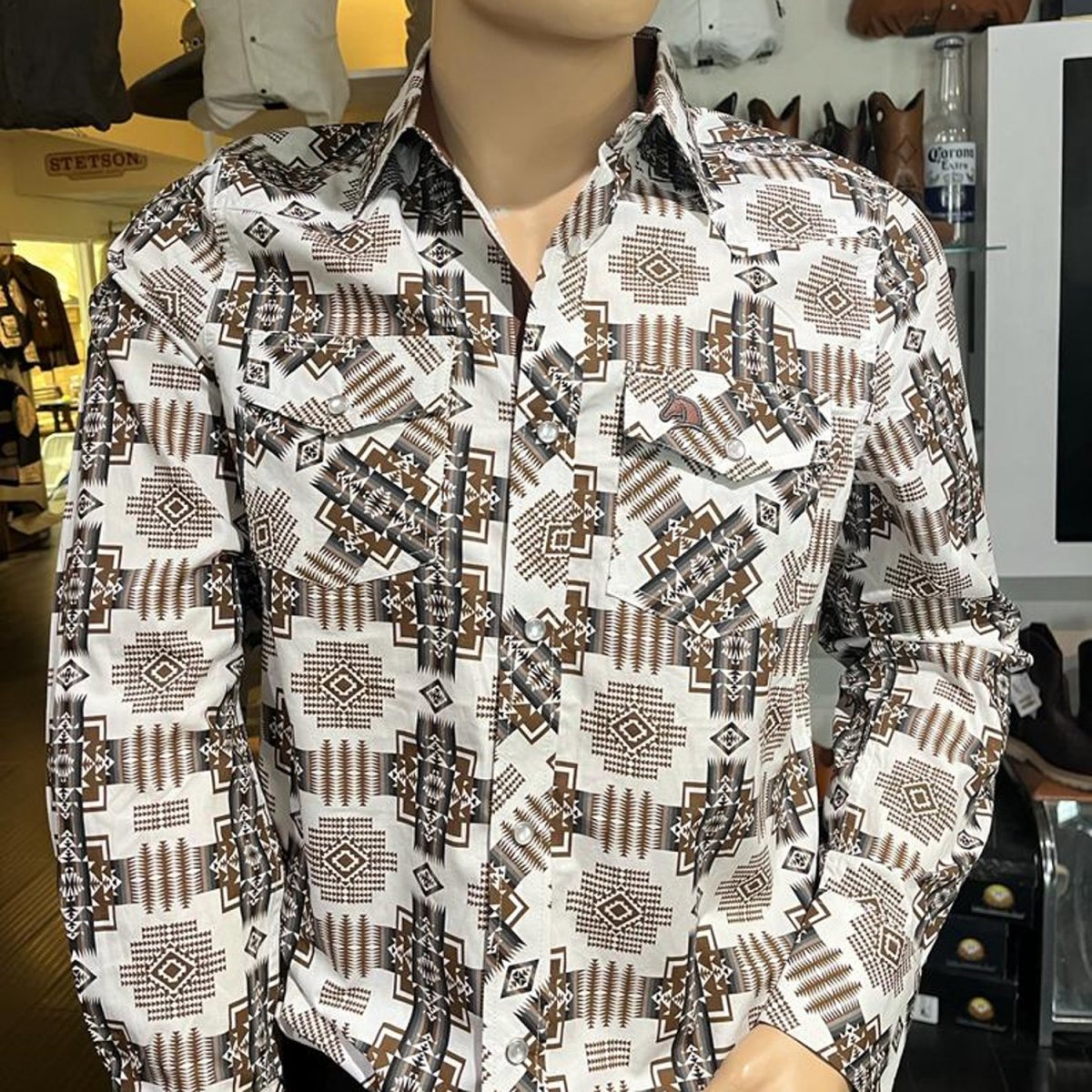 Men's White Diamonds Long Sleeve White Western Shirt - White Diamonds Boots