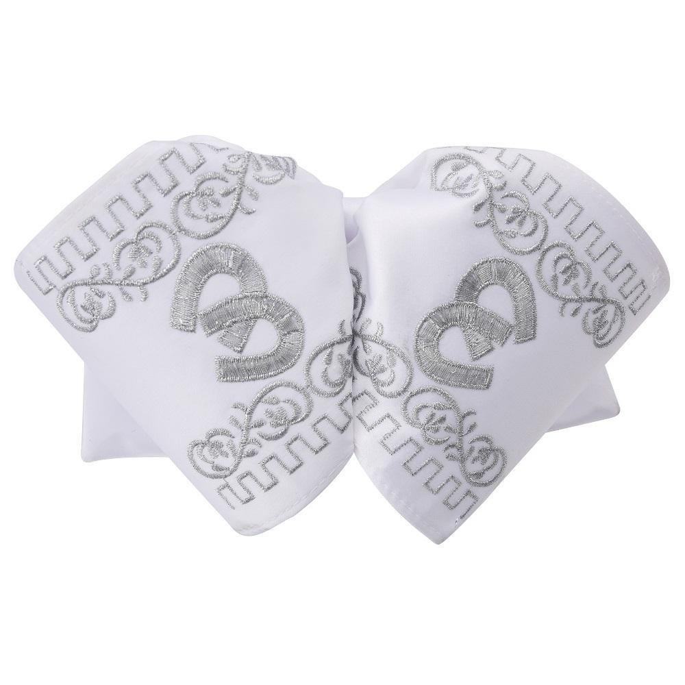 Moño Charro Bordado Color Blanco con Hilo Plateado imp-72516 - Impormexico