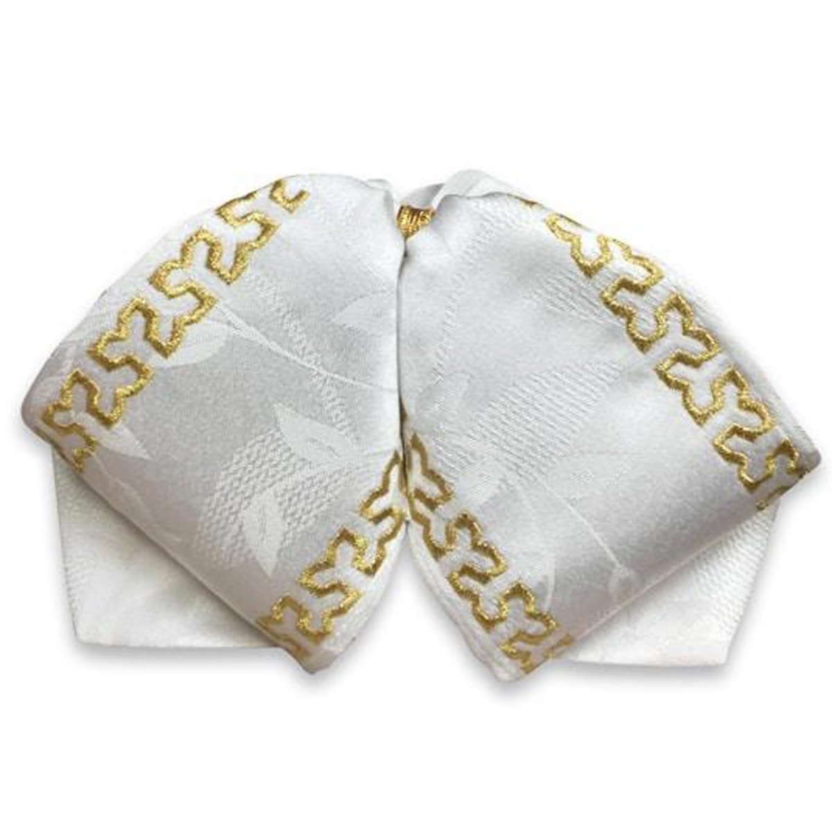 Moño Charro Bordado Color Blanco con Oro WD-970 - White Diamonds Boots