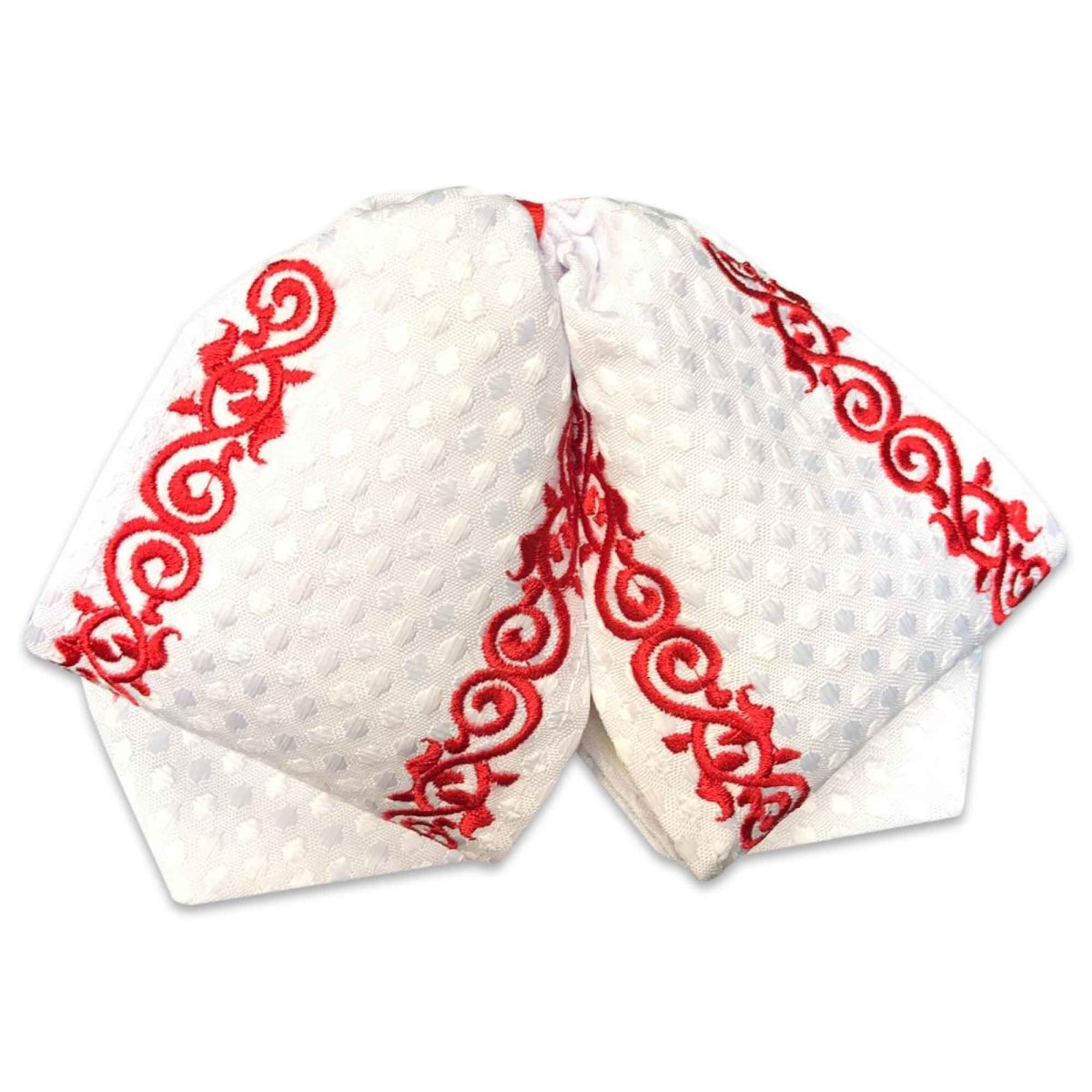 Moño Charro Bordado Color Blanco con Rojo WD-1017 - White Diamonds Boots