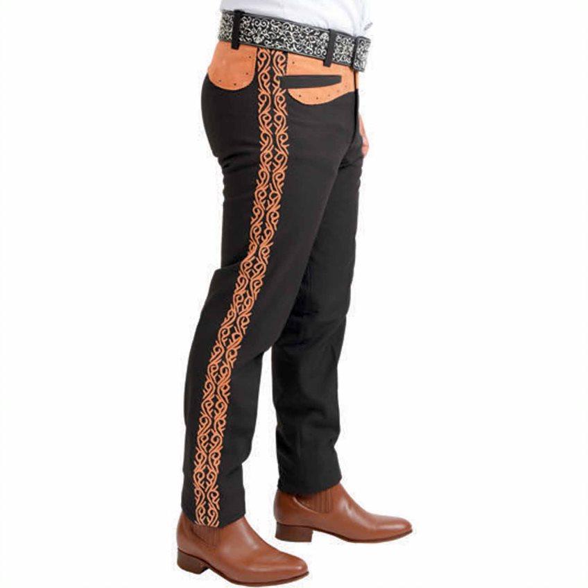 Pantalon Charro de Gala con Fino Bordado para Hombre Color Cafe Camel WD-1042 - White Diamonds Boots