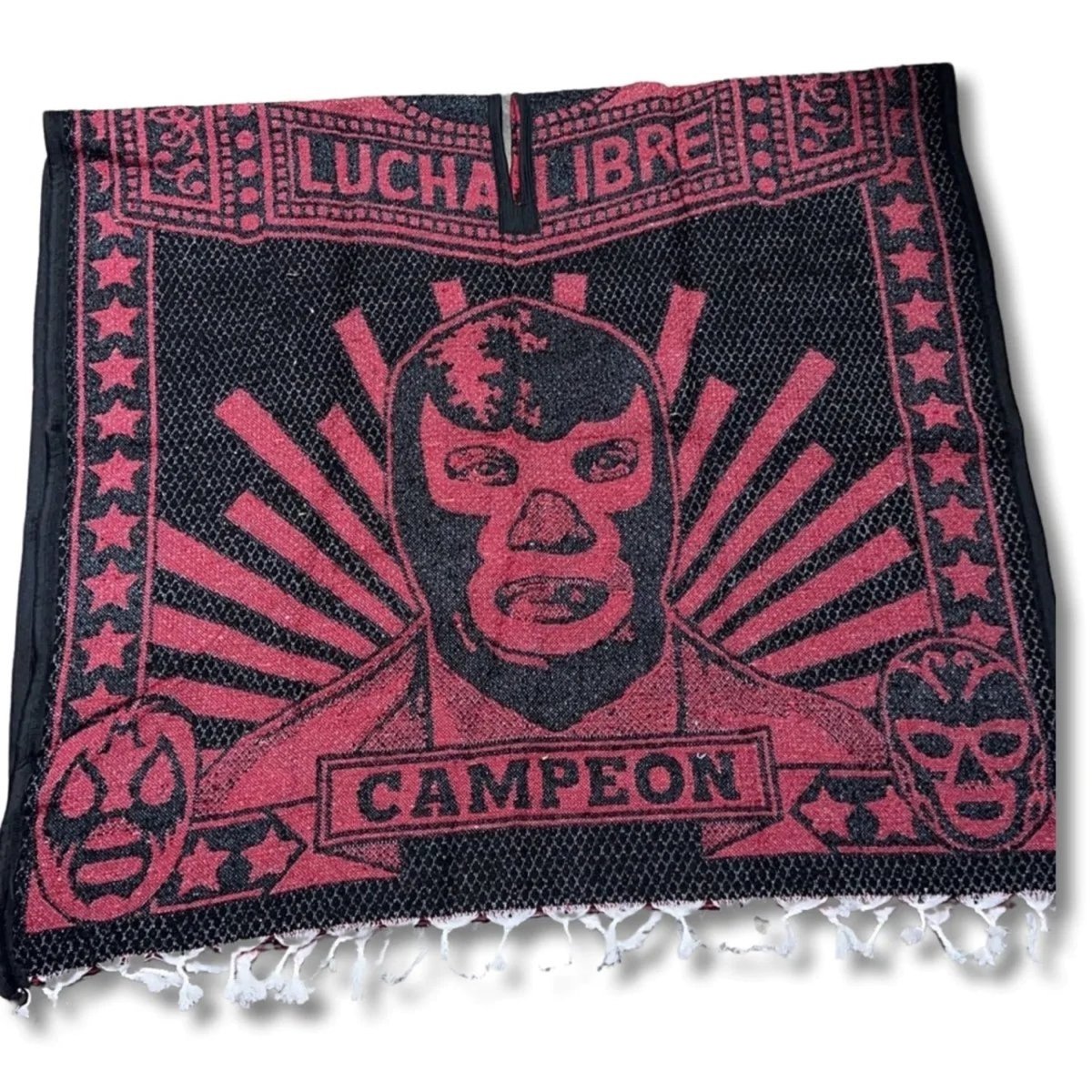 Poncho con Lucha Libre Bordado Doble Vista Artesanal imp-73131 - ImporMexico