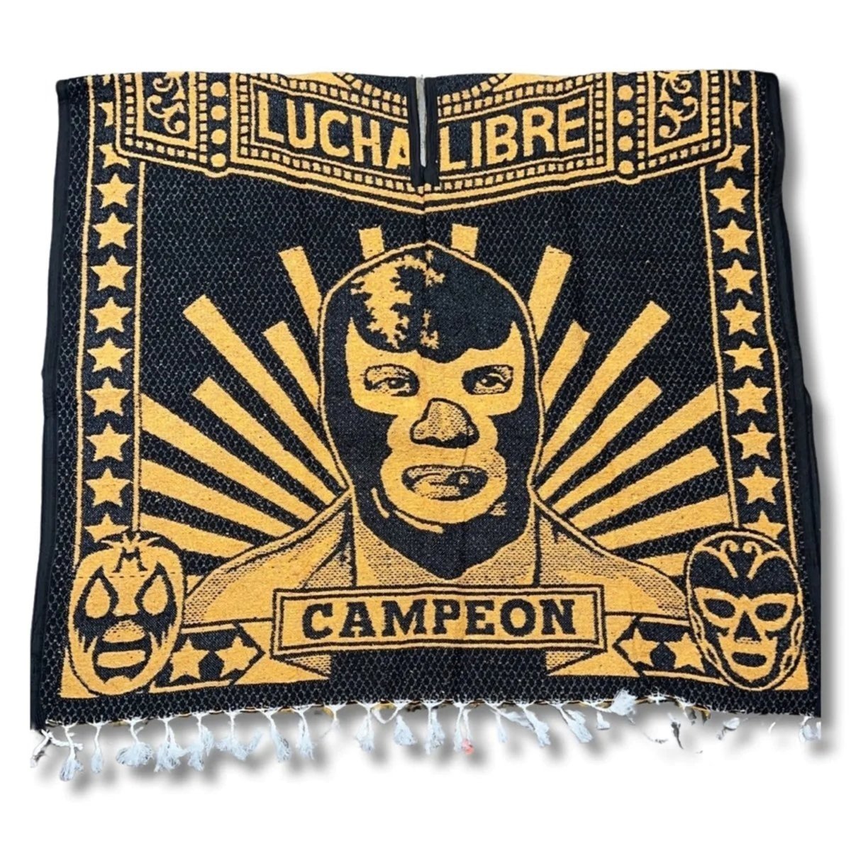 Poncho con Lucha Libre Bordado Doble Vista Artesanal imp-73131 - ImporMexico