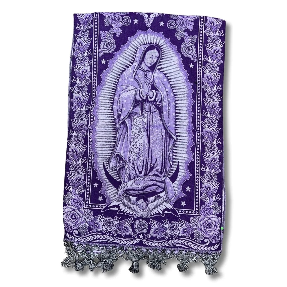 Rebozo Tradicional Mexicano con Imagen de la Virgencita Morado IMP-79282 - ImporMexico
