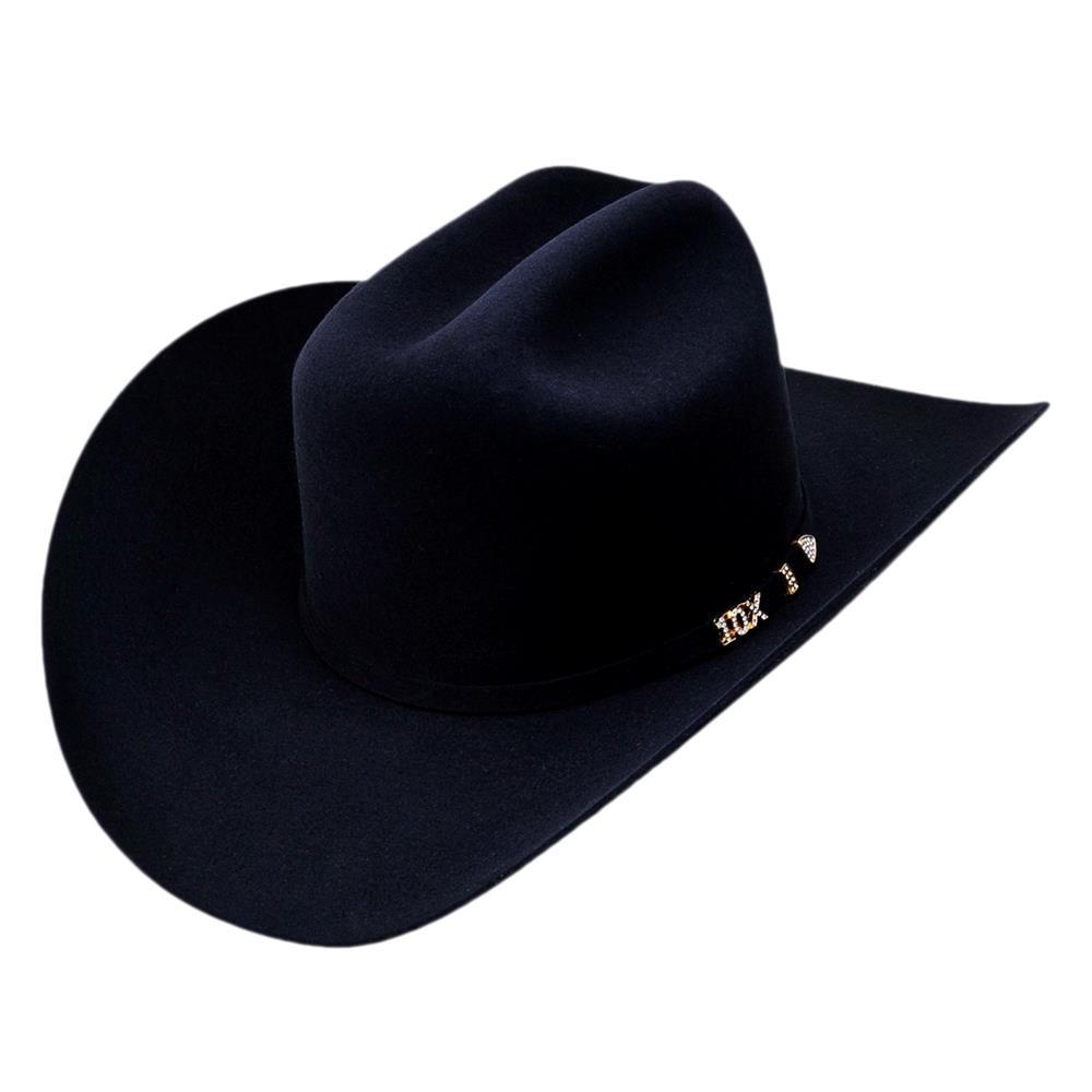 Black Serratelli 10X felt western hat with traditional cattleman crown and premium wool blend