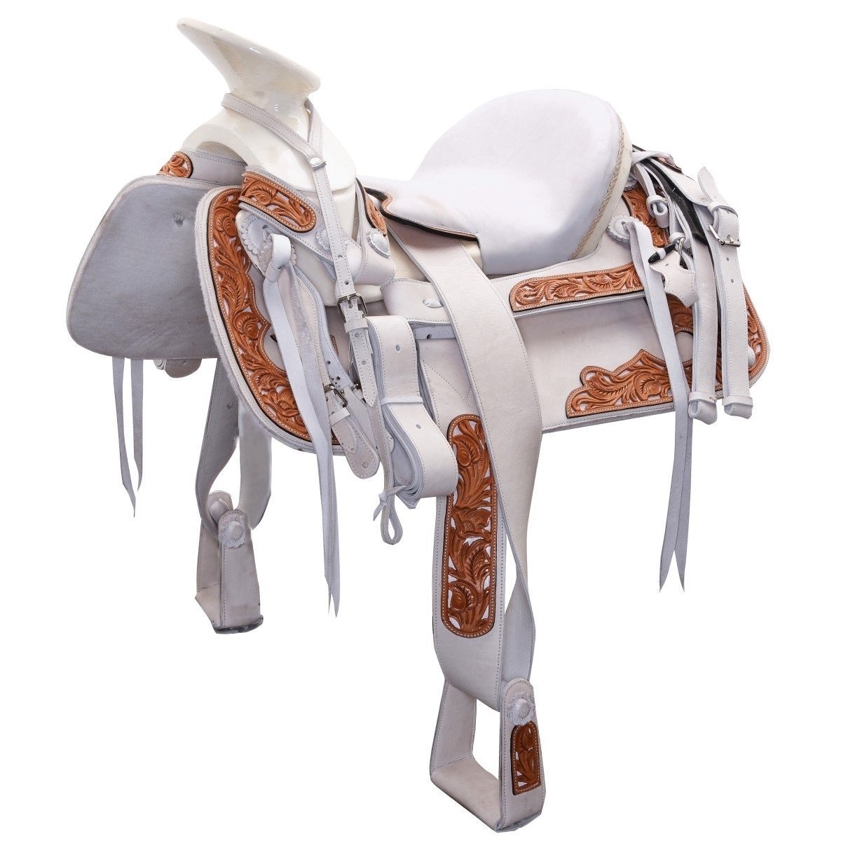 Silla de Montar Charra Semi Fina Cincelada Cuadrada Mexicana WD-1064 - caballobronco.com