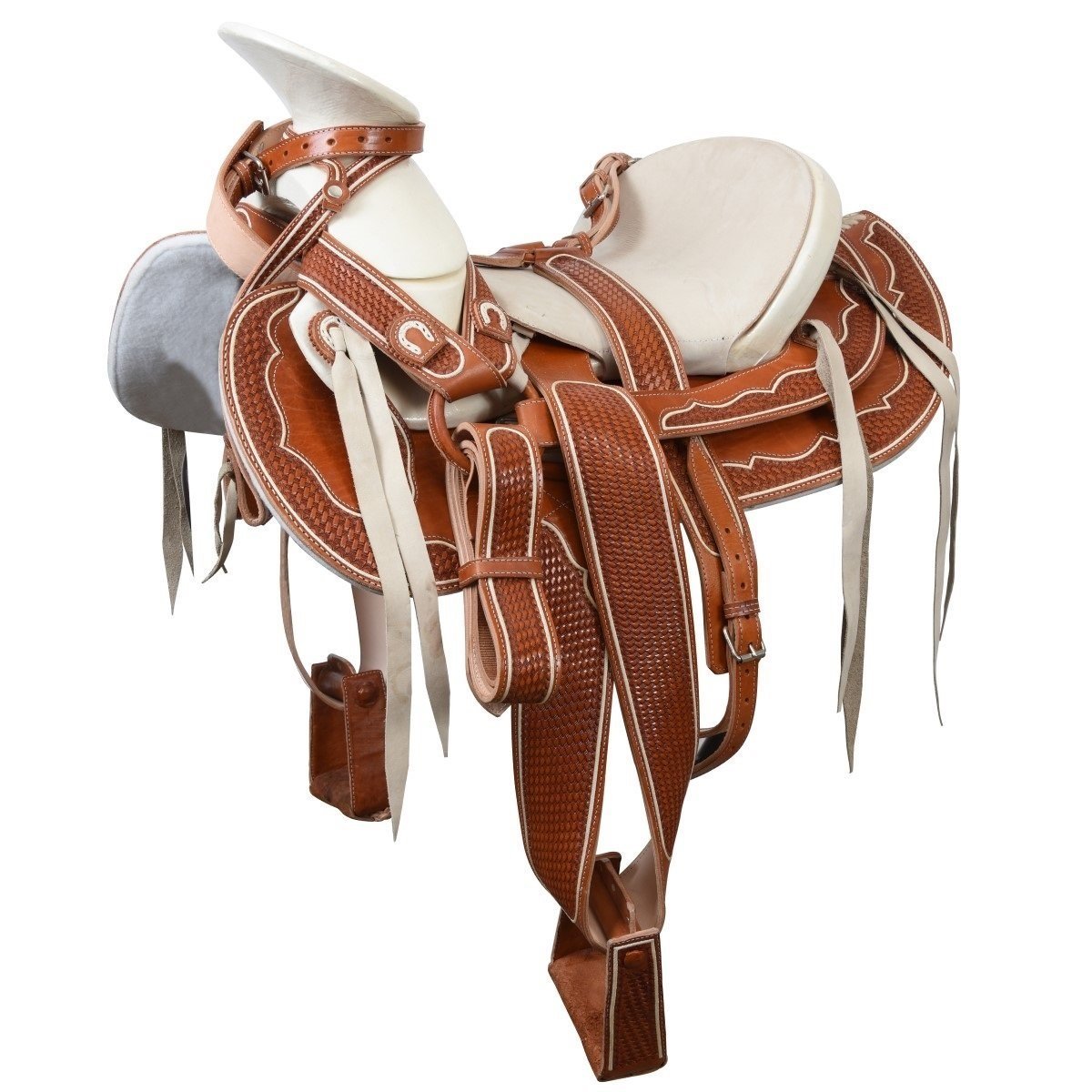 Silla de Montar Charra Semi Fina Cordoneada en Petatillo Mexicana WD-1065 - White Diamonds Boots