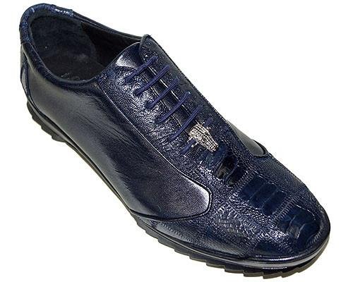 Casual Full Ostrich Shoe Navy Blue - Los Altos Boots Top View
