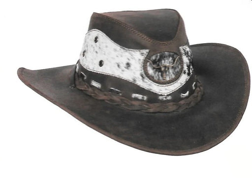 Sombrero de Piel Original Color Cafe y Pelo de Vaca Stone Hats TOM-7104 - Tombstone