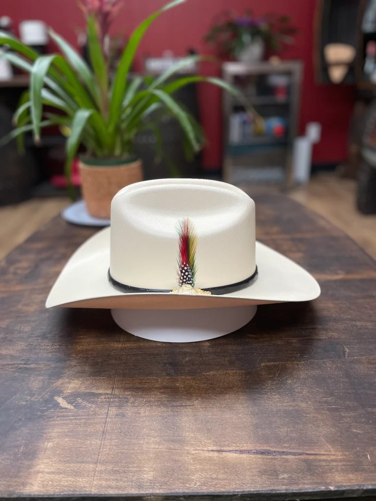 Sombrero Tombstone 10,000X Horma Sinaloa con Plumas Ala 3 1/2" - Tombstone