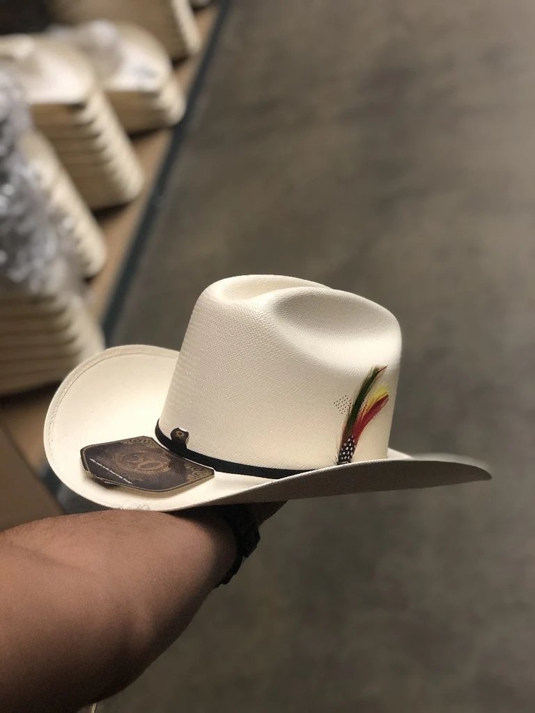 Sombrero Tombstone 100X Estilo El Fantasma con Plumas Ala 3 1/2" - Tombstone