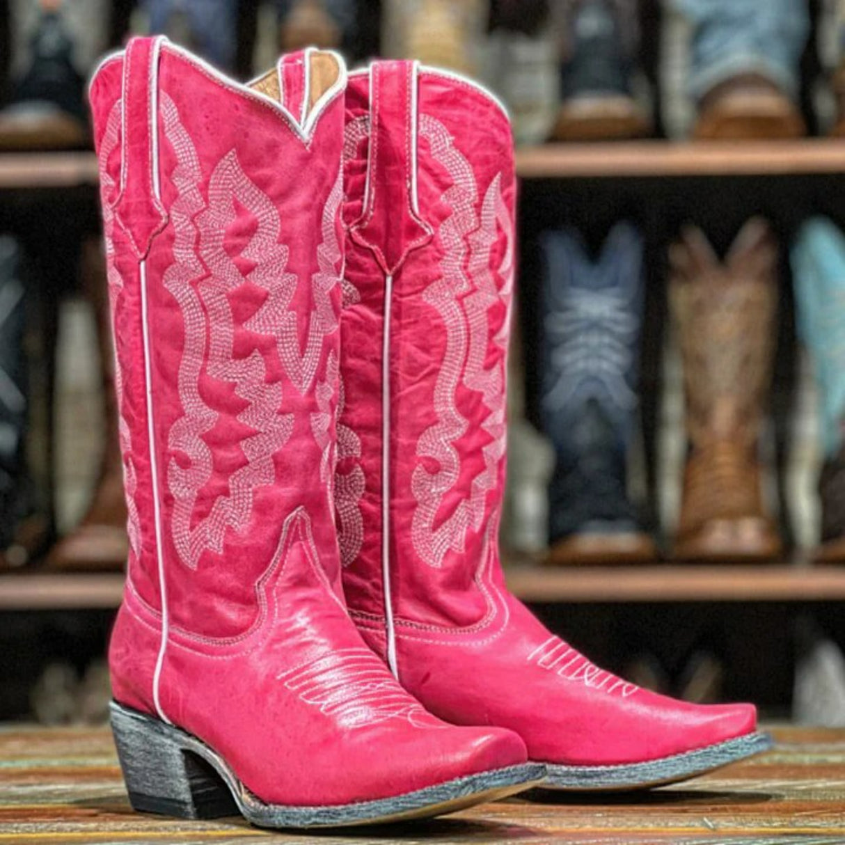 Tanner Mark Dolly Women's Square Toe Leather Boots Pink - Tanner Mark Boots