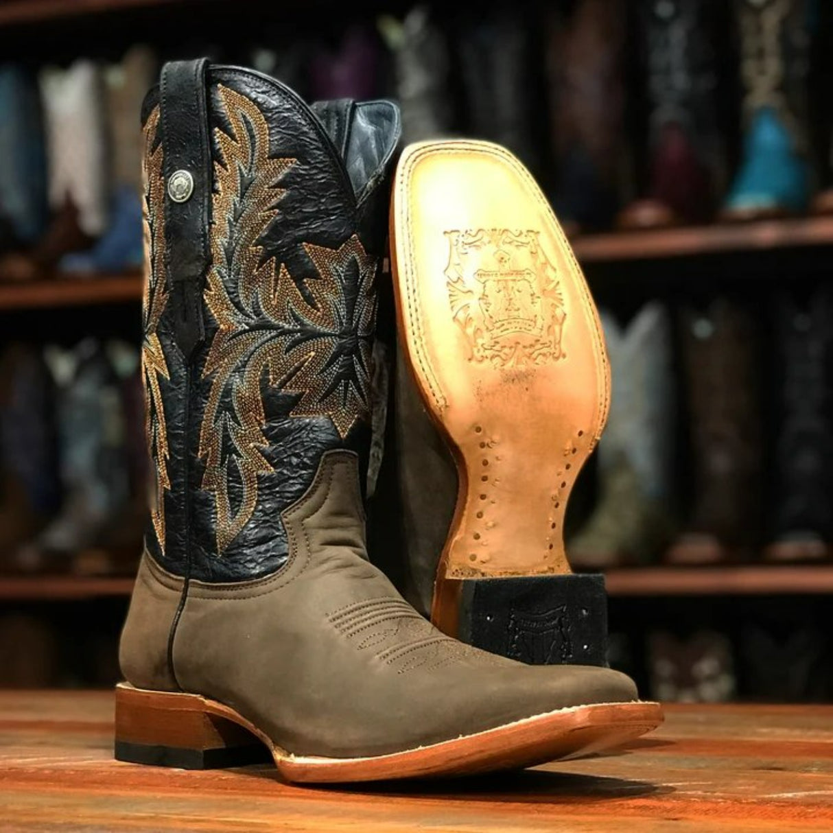 Tanner Mark Men's Andrew Square Toe Leather Boots Chocolate Brown - Tanner Mark Boots