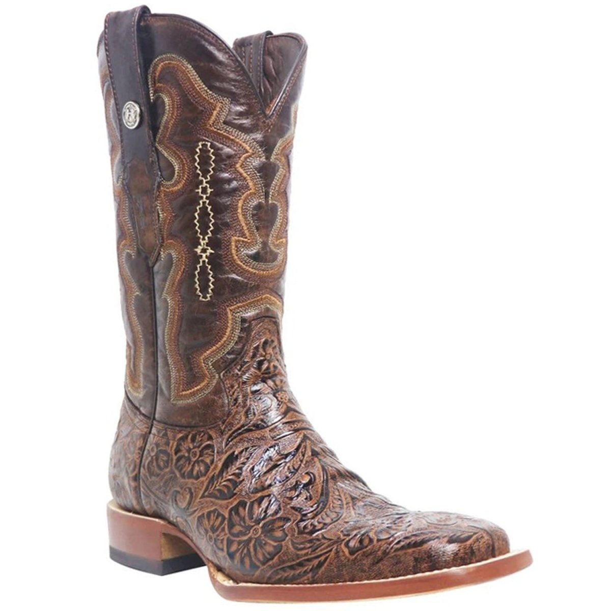 Tanner Mark Men's Archer Hand Tooled Square Toe Boots Brown TM201707 - Tanner Mark Boots