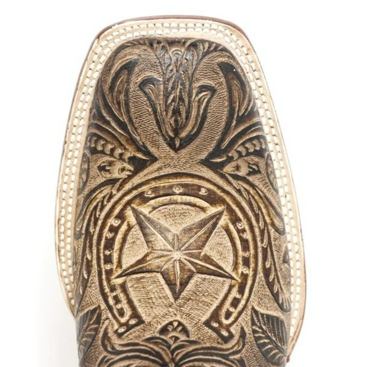 Tanner Mark Men's Gentry Hand Tooled Square Toe Boots Mocha - Tanner Mark Boots