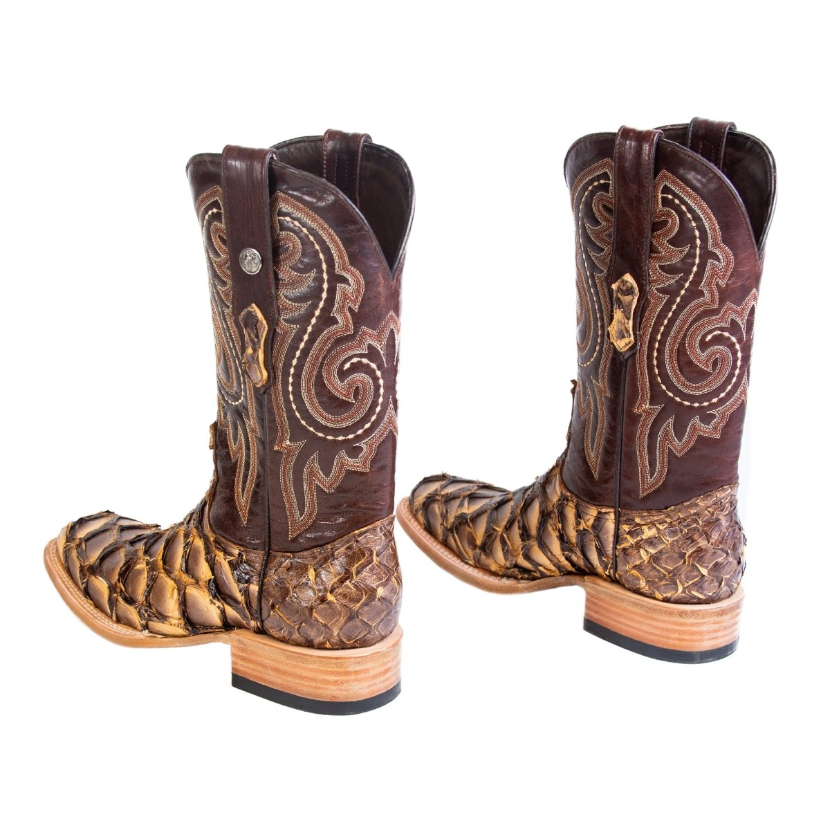 Tanner Mark Men's Genuine Monster Fish Square Toe Boots Antique Saddle TMX201329 - Tanner Mark Boots