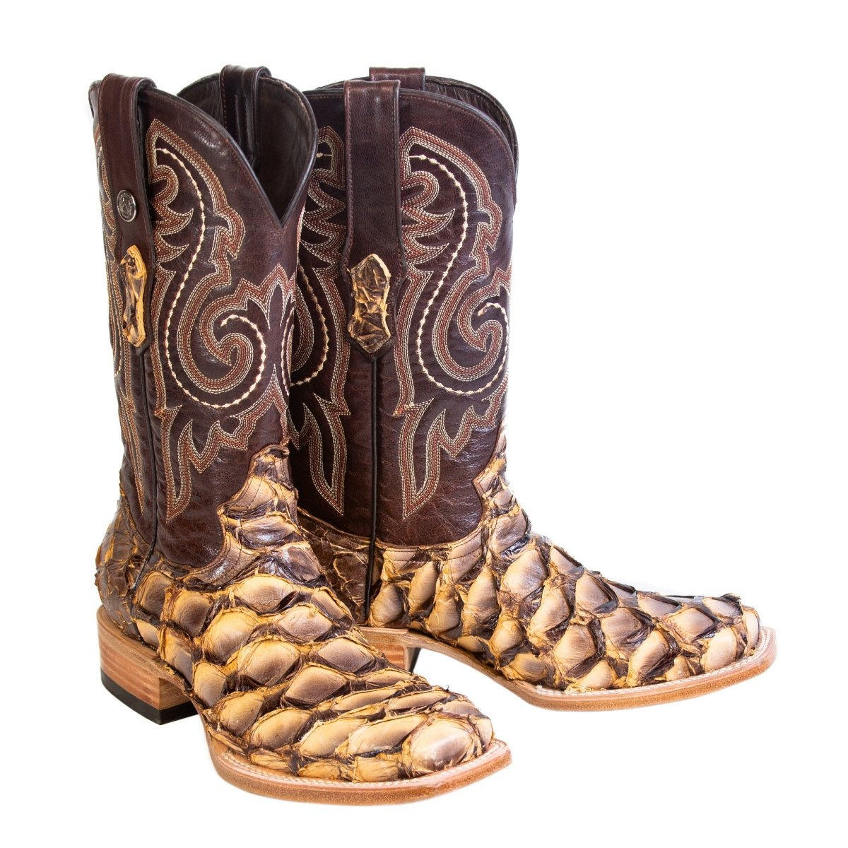 Tanner Mark Men's Genuine Monster Fish Square Toe Boots Antique Saddle TMX201329 - Tanner Mark Boots