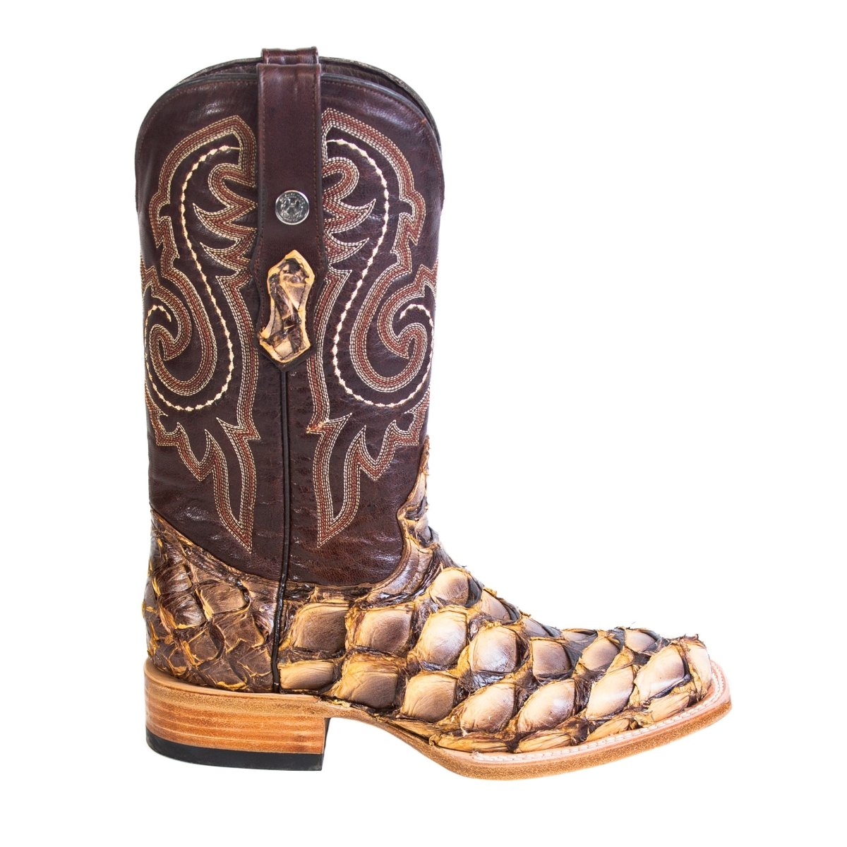 Tanner Mark Men's Genuine Monster Fish Square Toe Boots Antique Saddle TMX201329 - Tanner Mark Boots