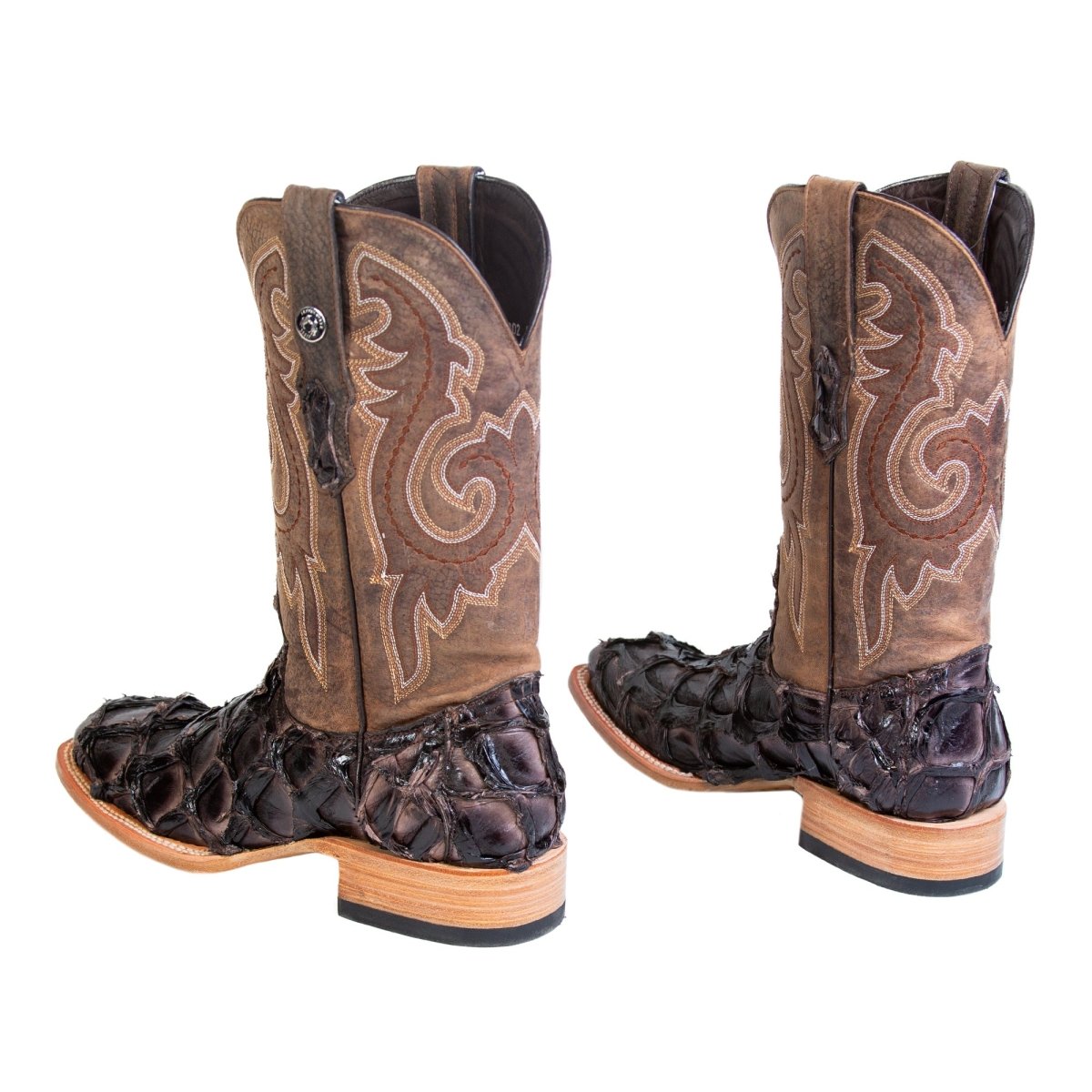 Tanner Mark Men's Genuine Monster Fish Square Toe Boots Black Cherry TMX201331 - Tanner Mark Boots